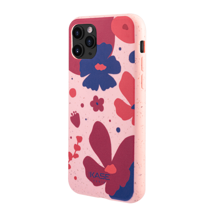 Coque antibact&eacute;rienne vegan bio 100 % z&eacute;ro d&eacute;chet pour Apple iPhone 11 Pro, Rose p&eacute;tunia