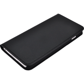 Étui portefeuille en cuir véritable pour Apple iPhone 6 Plus/6s Plus, cuir de Veau Shrunken Noir