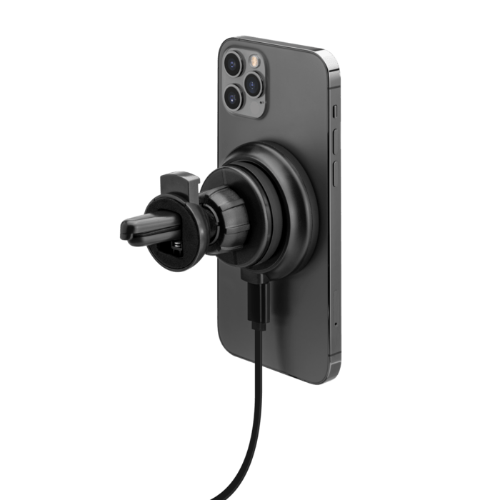 Chargeur de voiture sans fil d&eacute;tachable 2-en-1 (15W), Noir Carbone