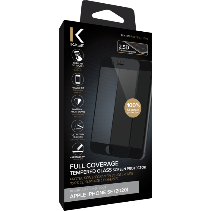 Full Coverage Tempered Glass Screen Protector for Apple iPhone 6/6S/7/8/SE 2020, Black