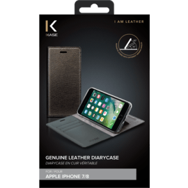 Diarycase Coque clapet en cuir v&eacute;ritable avec support aimant&eacute; pour Apple iPhone 7/8/SE 2020/SE 2022, Brun dor&eacute; L&eacute;zard