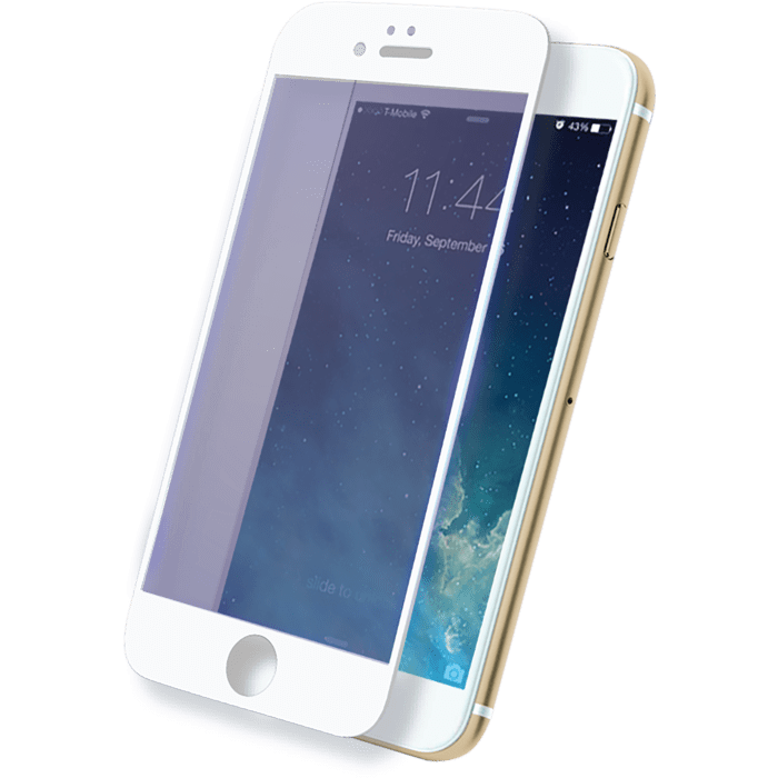Protection d'écran en verre trempé avec anti-lumière bleue (100% de surface couverte) pour iPhone 6 Plus /6s Plus, Blanc