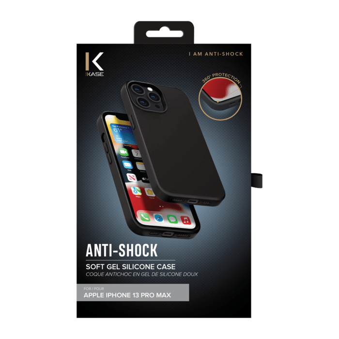 Coque antichoc en gel de silicone doux pour Apple iPhone 13 Pro Max, Noir satin