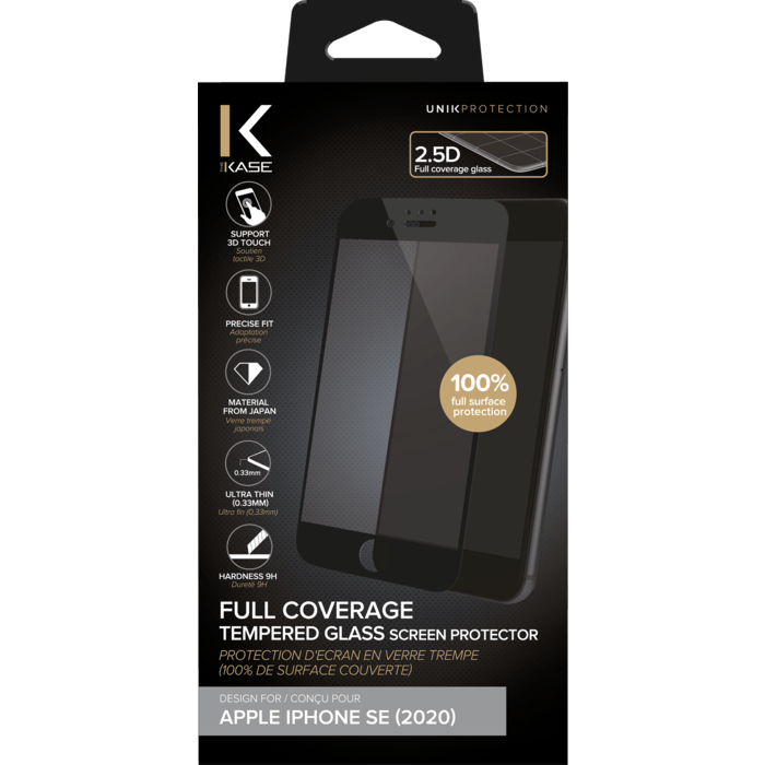 Full Coverage Tempered Glass Screen Protector for Apple iPhone 6/6S/7/8/SE 2020, Black