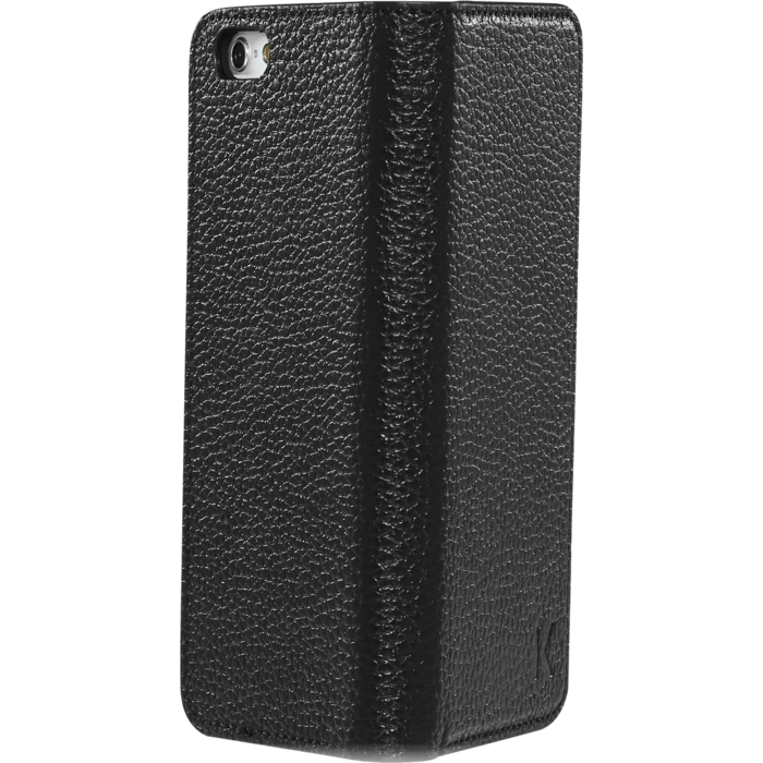 Étui portefeuille en cuir véritable pour Apple iPhone 6/6s, cuir de Veau Shrunken Noir