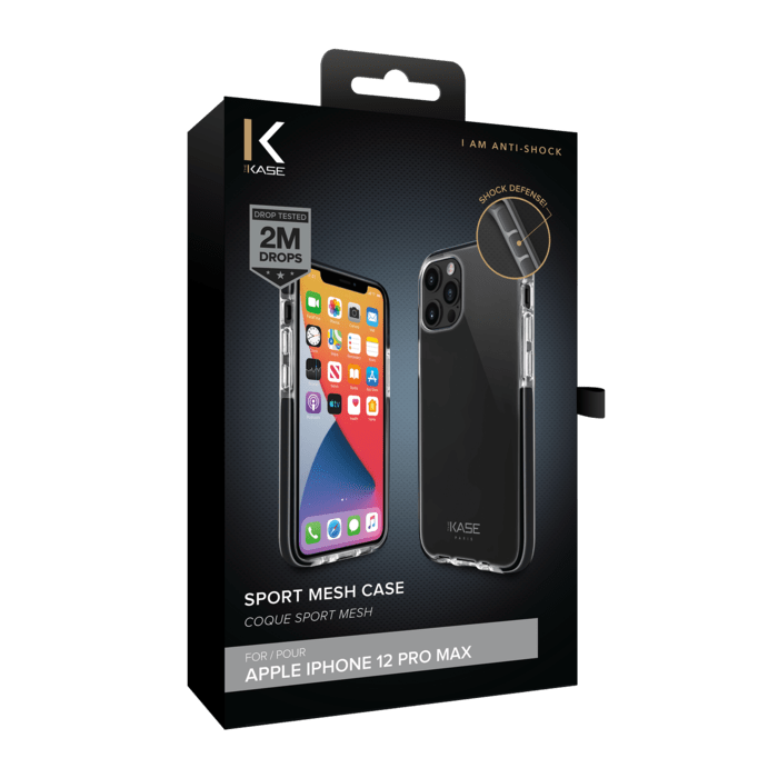 Coque Sport mesh pour Apple iPhone 12 Pro Max, Noir de jais