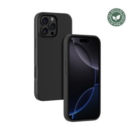 Coque antichoc en gel de silicone doux pour 55% de plastique recycl&eacute; Apple iPhone 16 Pro Max, Noir satin