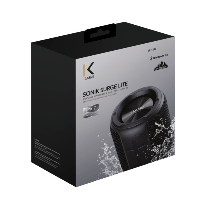 Sonik Surge Lite Portable Waterproof Bluetooth Speaker (IPX7), Jet Black