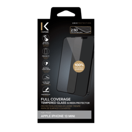 Protection d'&eacute;cran en verre tremp&eacute; (100% de surface couverte) pour Apple iPhone 13 mini, Noir