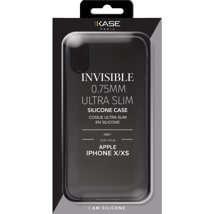 Coque Ultra Slim Invisible pour Apple iPhone X/XS 0,75mm, Transparent Gris