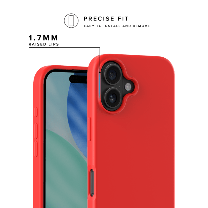 Coque antichoc en gel de silicone doux pour 55% de plastique recycl&eacute; Apple iPhone 17, Rouge Ardent