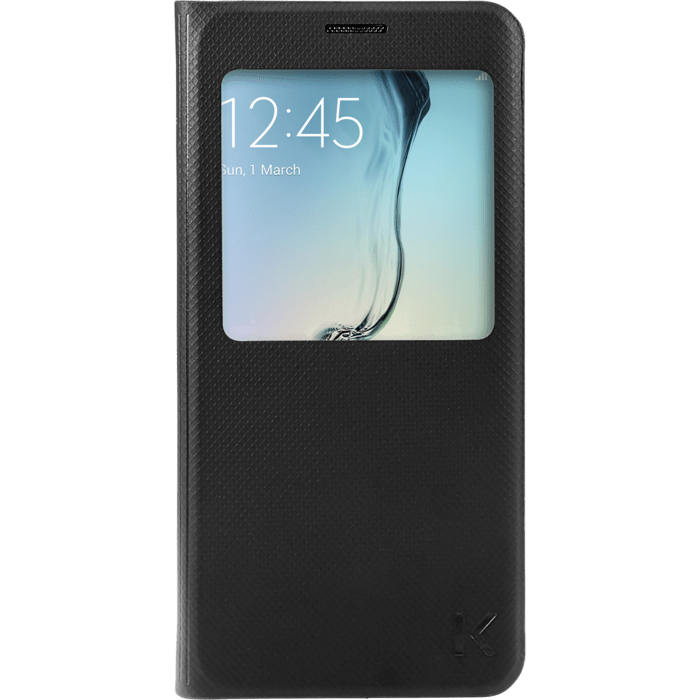 Etui &agrave; clapet avec Window View pour Samsung Galaxy S6 Edge Plus, Noir