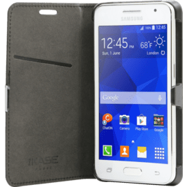 Coque clapet aimantée avec pochette CB pour Samsung Galaxy Core 2 G355, Noir