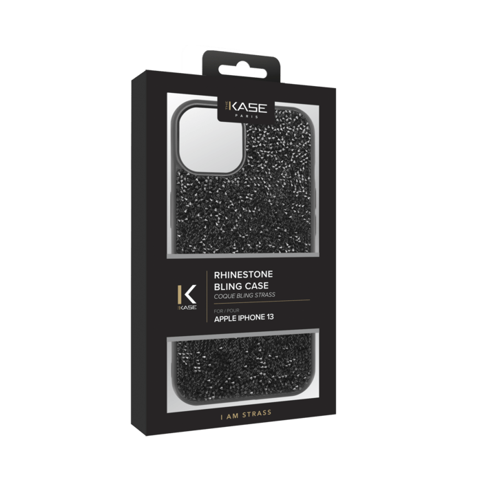Coque Bling Strass pour Apple iPhone 13, Minuit Noir