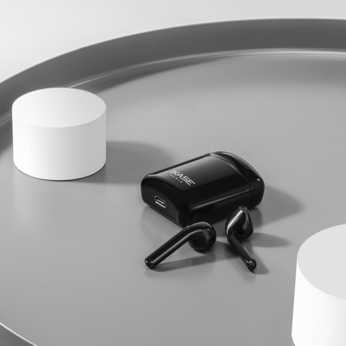 &Eacute;couteurs sans fil Sonik Lite On-Ear avec bo&icirc;tier de chargement, Noir de jais