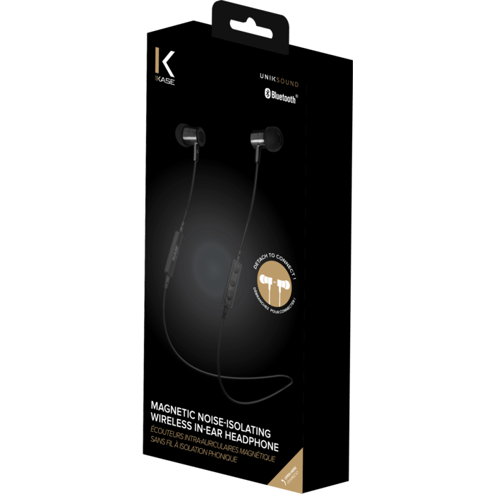 &Eacute;couteurs intra-auriculaires magn&eacute;tique sans fil &agrave; isolation&nbsp;phonique, Noir satin
