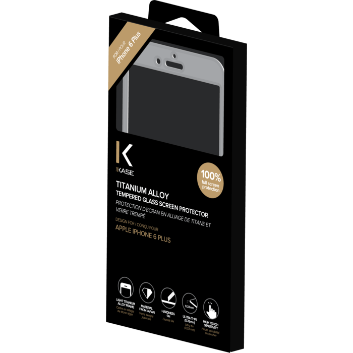 Protection d'&eacute;cran en Alliage de Titane et verre tremp&eacute; pour Apple iPhone 6 Plus/6s Plus, Argent