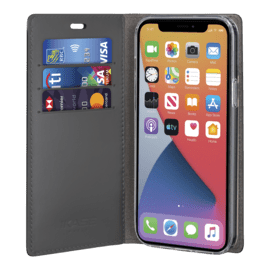 Diarycase 2.0 Coque clapet en cuir v&eacute;ritable avec support aimant&eacute; pour Apple iPhone 12/12 Pro, Violet Lilas