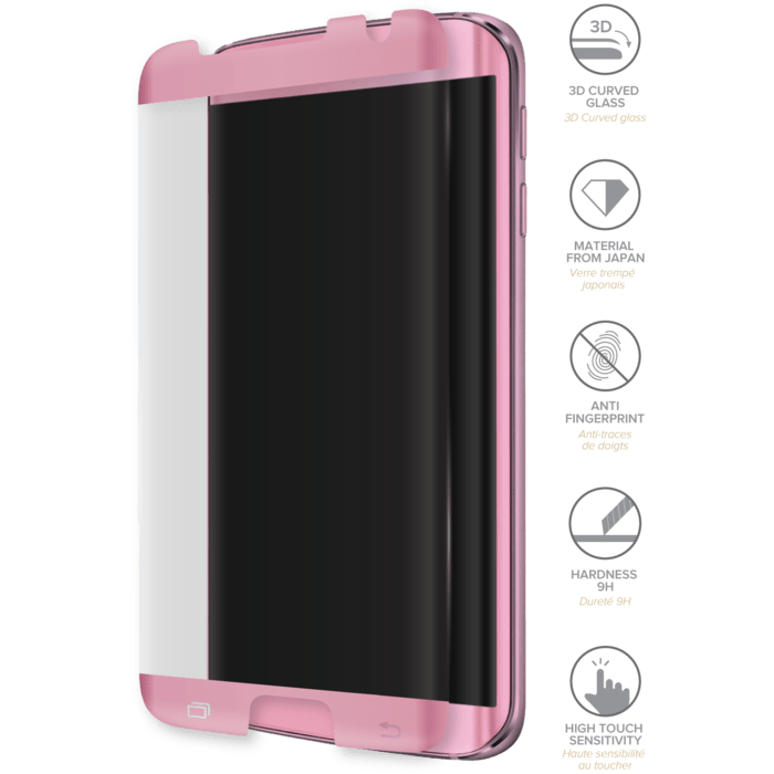 Protection d'&eacute;cran en verre tremp&eacute; Bord &agrave; Bord Incurv&eacute; avanc&eacute; pour Samsung Galaxy S7 Edge, Or Rose