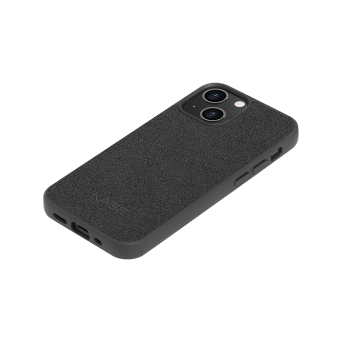 Coque en Su&egrave;de Alcantara pour Apple iPhone 13 mini, Noir Minuit