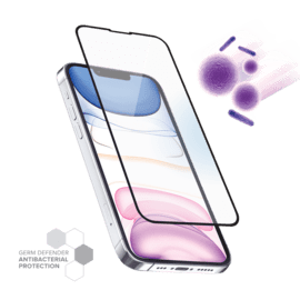 Protection d’écran antibactérienne en verre trempé ultra-résistant (100% de surface couverte) pour Apple iPhone 14, Noir