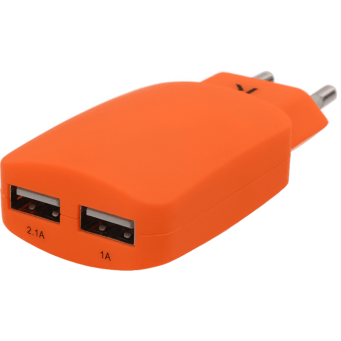 Universal Dual USB Charger (EU) 3.1A, Vibrant Orange