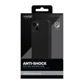 Coque antichoc en gel de silicone doux pour Apple iPhone 14 Plus, Noir satin
