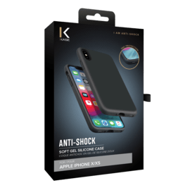 Anti-Shock Soft Gel Silicone Case for Apple iPhone X/XS, Satin Black