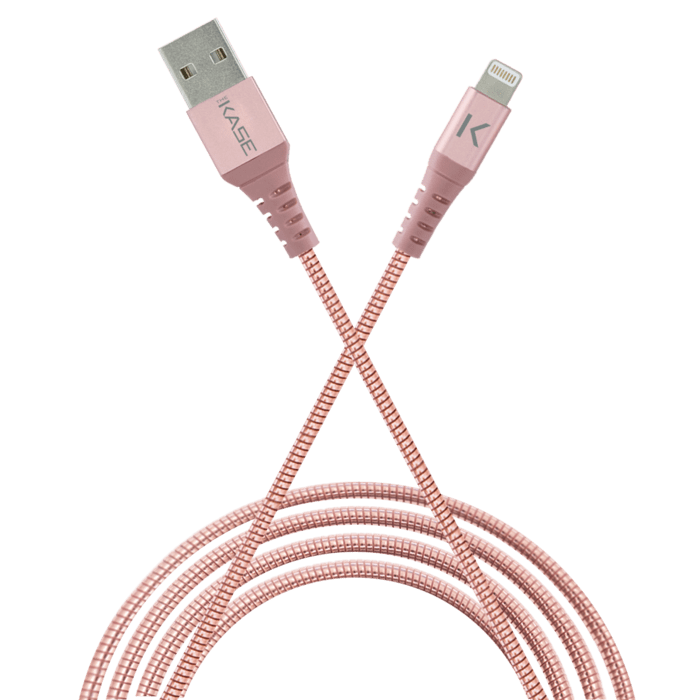 Câble Lightning Certifié MFi Apple vers USB Charge/Sync en Acier Inoxydable Ultra Solide (1M), Or Rose
