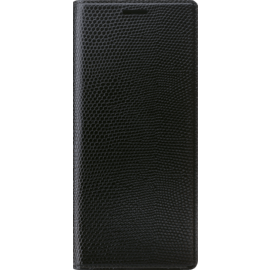 Diarycase Coque clapet en cuir v&eacute;ritable avec support aimant&eacute; pour Samsung Galaxy S9 , Noir L&eacute;zard