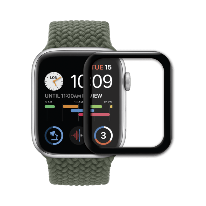 Protection d'écran en verre trempé Bord à Bord Incurvé pour Apple Watch® Series 4/5/6/SE 44mm