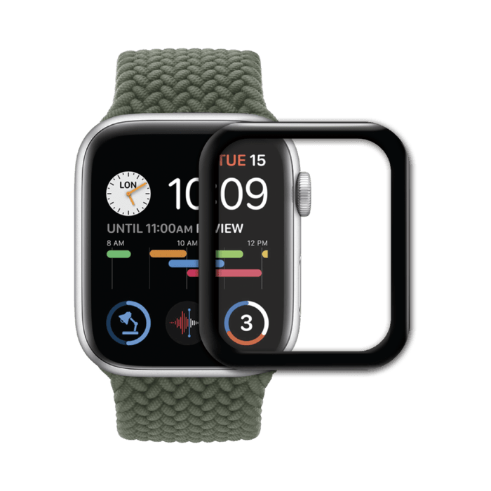 Protection d'&eacute;cran en verre tremp&eacute; Bord &agrave; Bord Incurv&eacute; pour Apple Watch&reg; Series 4/5/6/SE 44mm