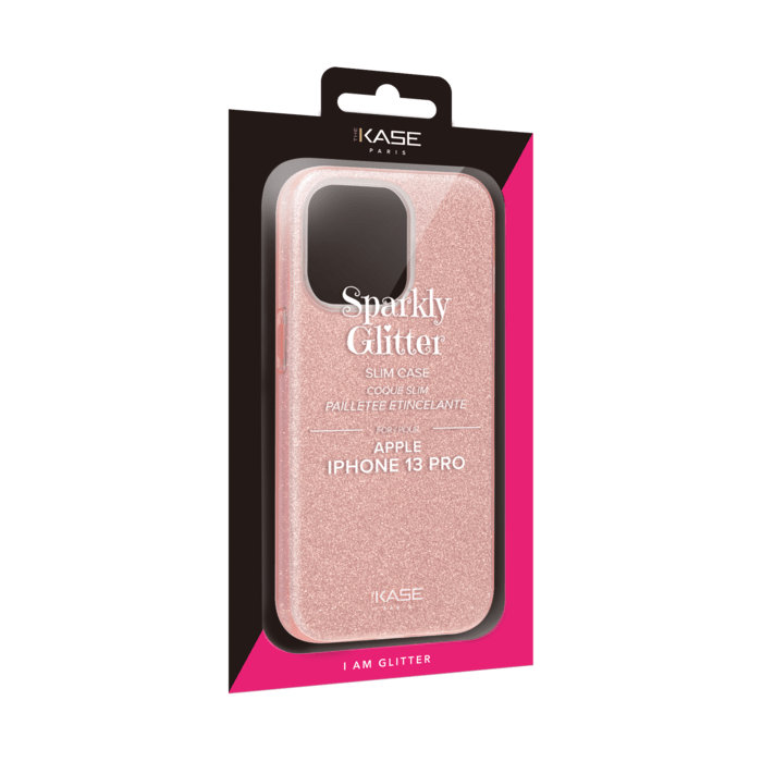 Coque slim&nbsp;paillet&eacute;e &eacute;tincelante pour Apple iPhone 13 Pro, Or Rose