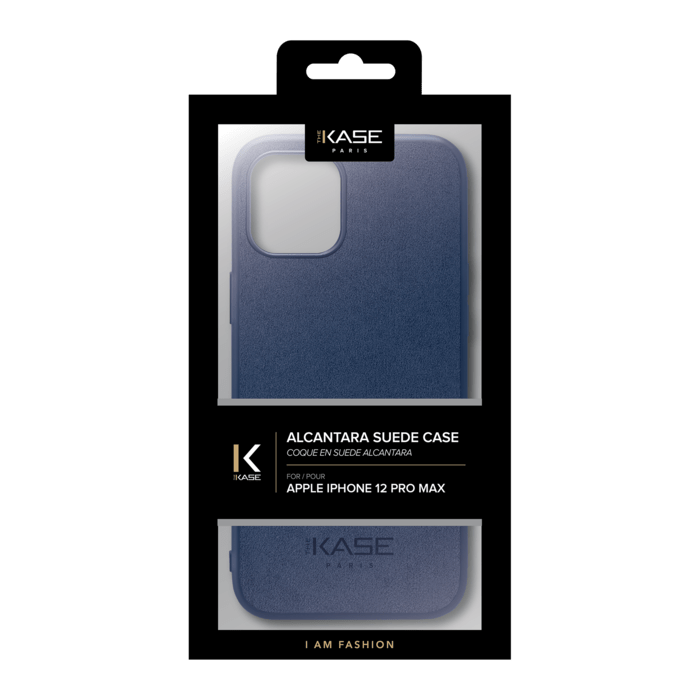 Coque en Su&egrave;de Alcantara pour Apple iPhone 12 Pro Max, Bleu indigo