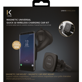 Magnetic Universal Quick Qi Wireless Charging Car Kit (Quick Charge 10W), Black