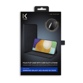 Coque clapet folio avec fente pour cartes & support pour Samsung Galaxy A52 4G/ A52 5G/ A52s 5G 2021 , Noir
