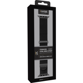 Bracelet mesh en acier inoxydable pour Apple Watch&reg; Series 1/2/3/4 42/44mm, Noir