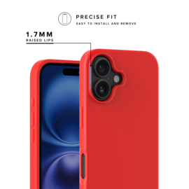 Coque antichoc en gel de silicone doux pour 55% de plastique recycl&eacute; Apple iPhone 16, Rouge Ardent