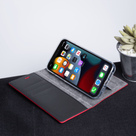 Diarycase 2.0 Coque clapet en cuir v&eacute;ritable avec support aimant&eacute; pour Apple iPhone 13 Pro Max, Rouge Bordeaux