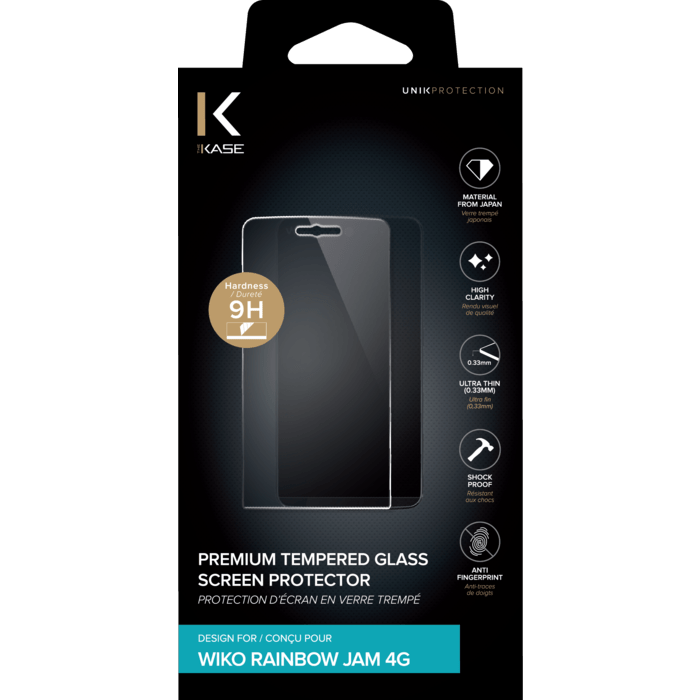 Protection d'&eacute;cran premium en verre tremp&eacute; pour Wiko Rainbow Jam 4G, Transparent