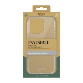Coque hybride invisible fabriqu&eacute;e &agrave; 83 % de plastique recycl&eacute; pour Apple iPhone 16  Pro Max, transparente