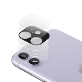 (O) Protection pour objectif d'appareil photo premium en verre trempé Apple iPhone 11, Noir