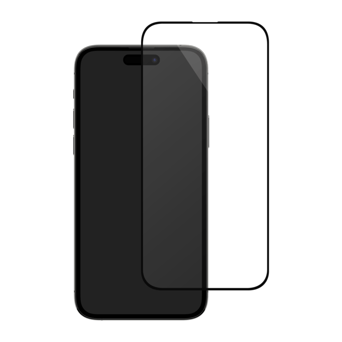 Protection d'écran en verre trempé (100% de surface couverte) pour Apple iPhone 15 Pro, Noir