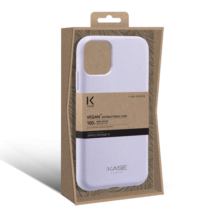 Coque antibact&eacute;rienne vegan bio 100 % z&eacute;ro d&eacute;chet pour Apple iPhone 11, Violet A&ccedil;a&iuml;