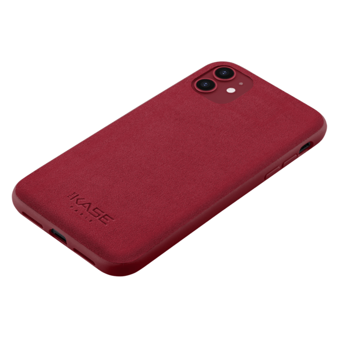 Coque en Su&egrave;de Alcantara pour Apple iPhone 11, Rouge rubis