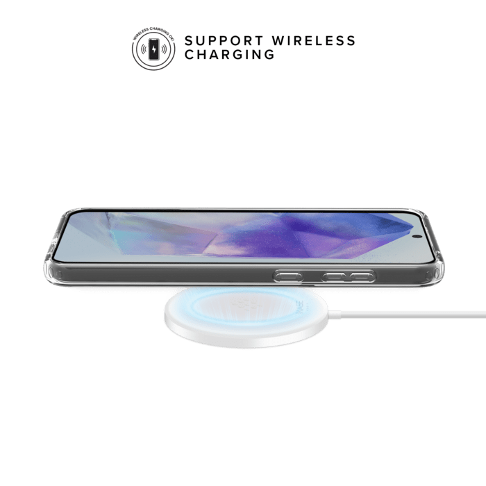 Coque hybride invisible fabriqu&eacute;e &agrave; 83 % de plastique recycl&eacute; pour Samsung Galaxy A55 5G 2024, transparente