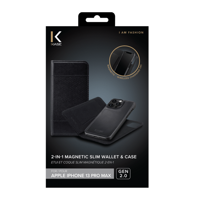 &Eacute;tui et Coque slim magn&eacute;tique 2-en-1 GEN 2.0 pour Apple iPhone 13 Pro Max, Noir