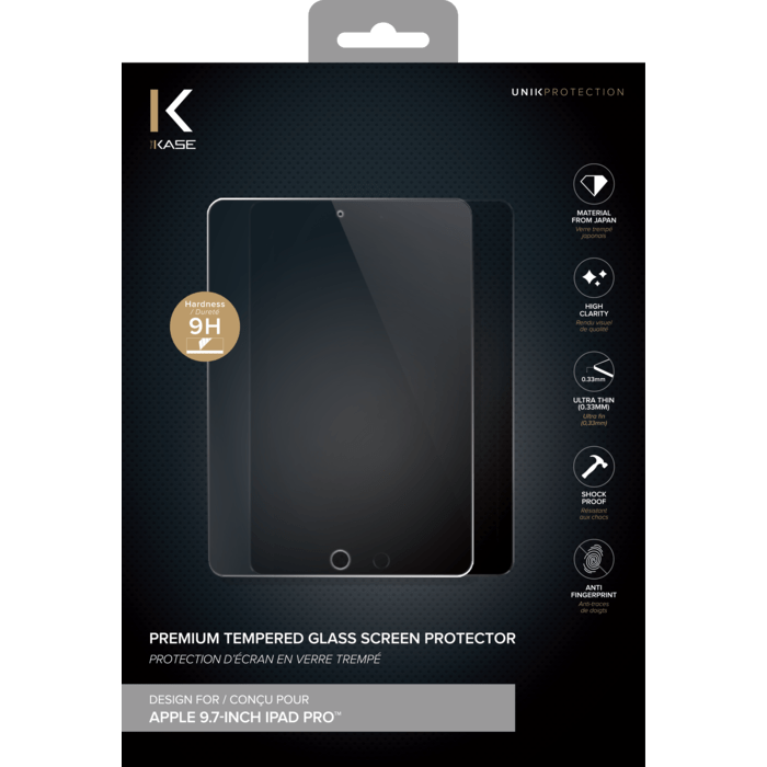 Protection d'&eacute;cran premium en verre tremp&eacute; pour Apple iPad Pro 9,7 pouces (2017/2018), Transparent