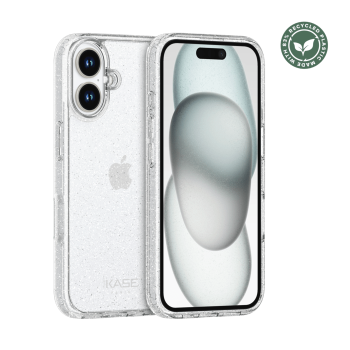 Coque hybride &eacute;tincelante invisible GEN 2.0 83% de plastique recycl&eacute; pour Apple iPhone 16, Transparente