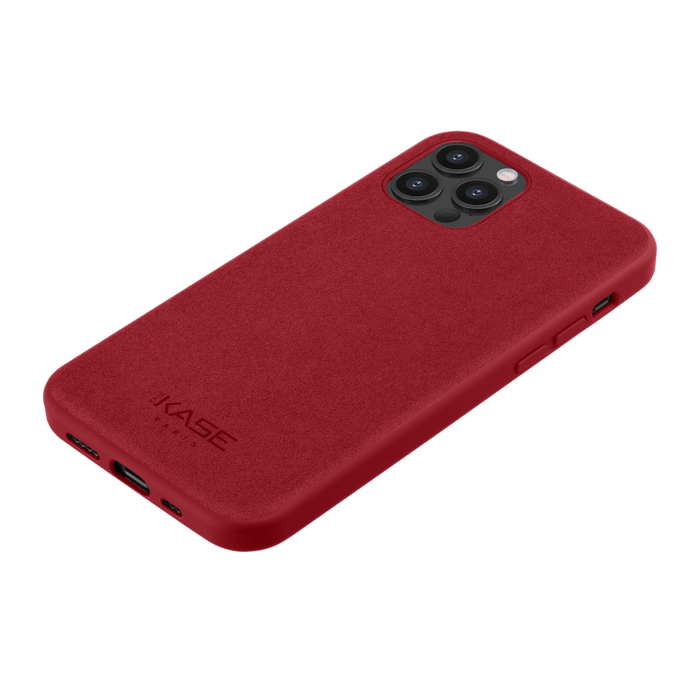 Coque en Su&egrave;de Alcantara pour Apple iPhone 12 Pro Max, Rouge rubis